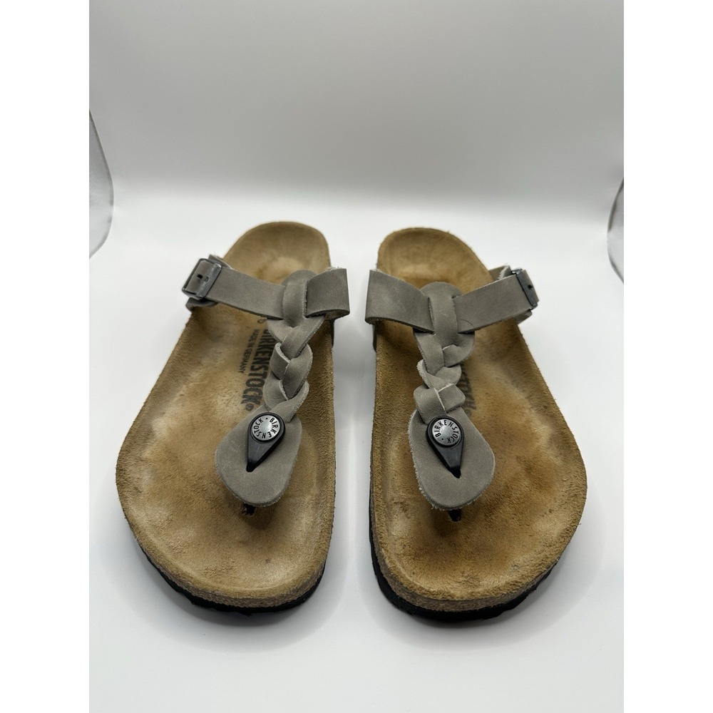 Birkenstock Gizeh Braided Iron Oiled Leather Womens 7 And Eu 38